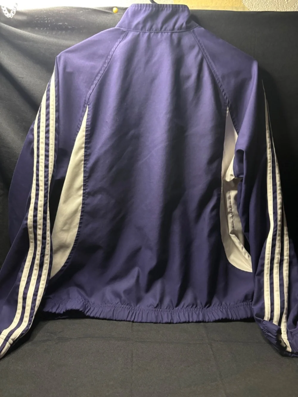 Adidas Men's LG Full Zip Windbreaker Jacket Purple /White Lightweight Athletic
